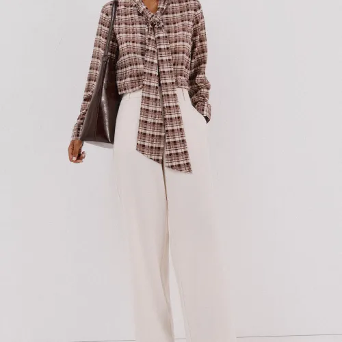Blouse À Imprimé À Carreaux Avec Nœud