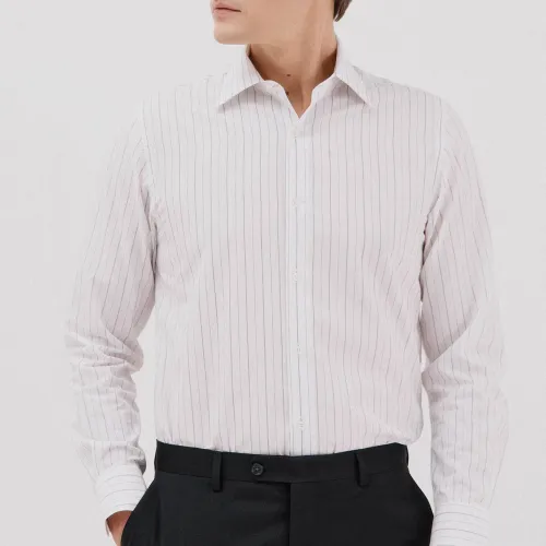Chemise Habillée Rayée En Coton Et Tencel