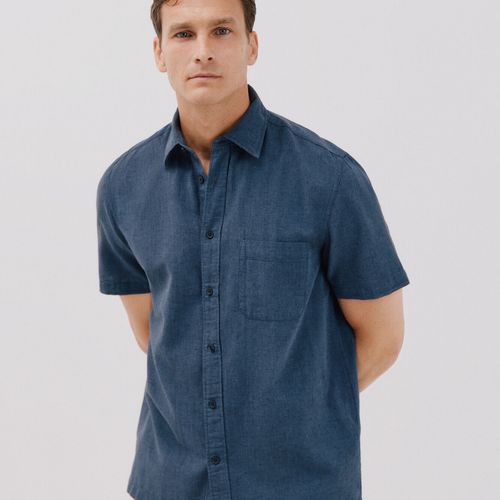 Chemise À Manches Courtes En Coton Et Lin Uni