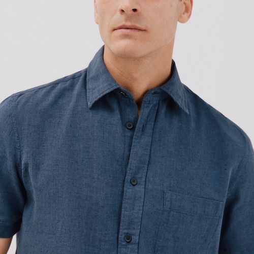 Chemise À Manches Courtes En Coton Et Lin Uni