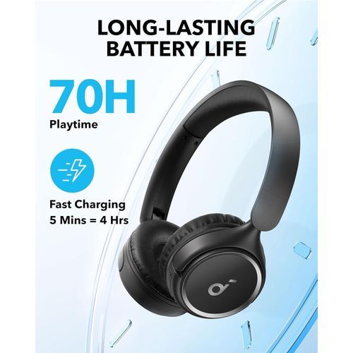 Soundcore H30i – Casque Sans Fil Pliable, Basses Pures, 70 H D’autonomie, Bluetooth 5.3, Léger Et Confortable, Connectivité Via Application, Connexion Multipoint – Noir