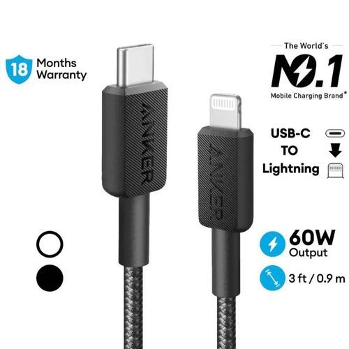 Anker 322 Cable Powerline Usb Type-c Vers Lightning Cable Compatible Mfi, Fast Charging Cable Pour Ipad / Iphone 14 Plus 14 Pro Max 13 13 Pro Iphone 12 11 Xr Rapide -