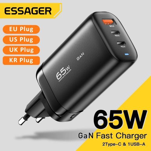 Chargeur Rapide 65w Gan Tech USB 2 × USB Type-C + USB