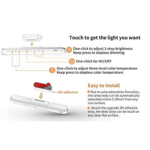 Lampe De Bureau Led 42 Lumières Magnétique – Tactile, 3 Modes Dimmables, Sans Fil Rechargeable – Veilleuse De Lecture