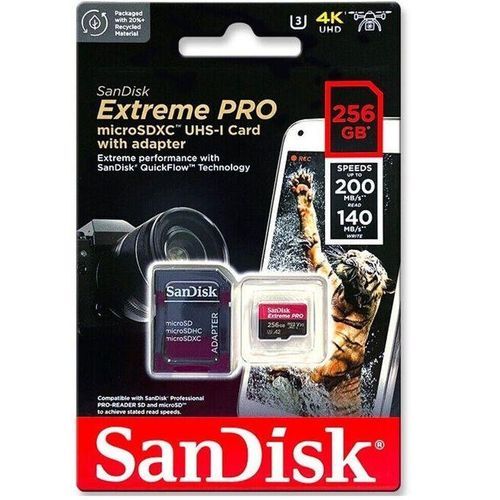 Sandisk Extreme Pro Microsdxc 256go 200mb/s Pour Camera Gopro 4k Uhd Sd Card Hight Speed 256gb