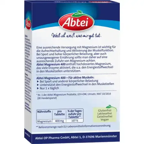 Magnésium 400 Mg - Comprimés De Magnésium Sans Gluten & Lactose