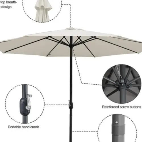 Grand Parasol De Jardin Et Plage Et Café (excellon Qualité) Sans Manivelle