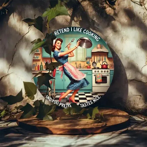 Panneau décoratif vintage humour cuisine en bois