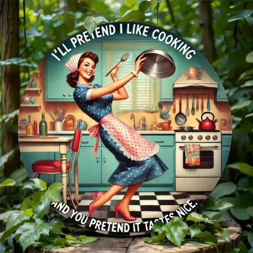 Panneau décoratif vintage humour cuisine en bois