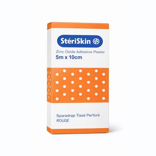 Stériskin Sparadrap Tissé Perforé Rouge – 5 M X 10 Cm – Adhésif Médical (boîte Orange)