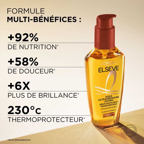 Elseve Huile Extraordinaire Jojoba – Sérum Capillaire 100ml + Vanity Offerte – Offre Hydratation & Brillance