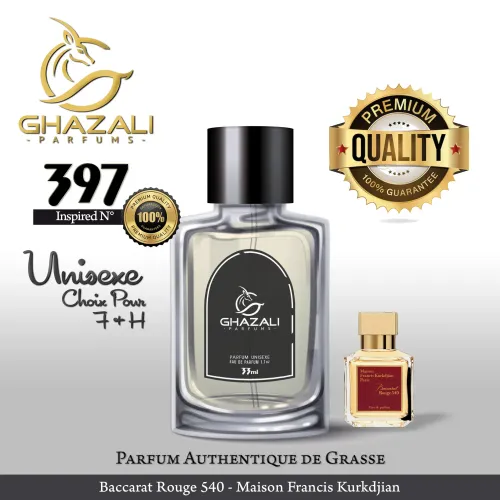 Parfum Ghazali N°397 - Inspiré De Baccarat Rouge 540 Par Maison Francis Kurkdjian Unisexe (33 Ml) - Qualité Premium De Grasse.