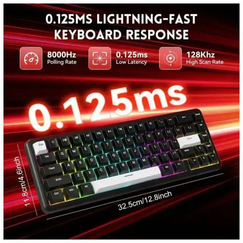 Mini Clavier Mécanique X65 He 8k Rapid Trigger Magnetic Switch Précision Rt 0.01mm, Claviers De Jeu Valorant Rétro-éclairé