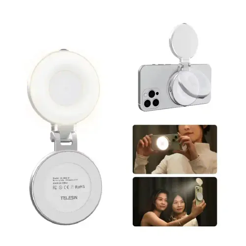 Mini Lampe De Remplissage Torch Rotative Pour Selfie Magnétique 360 °, 3 Modes De Couleur Réglables, Luminosité Ajustable C03