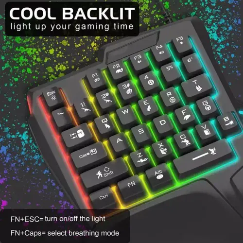 Demi Clavier Gaming K601 Rgb 35 Touches Macros Repose-poignet Usb Anti-ghosting