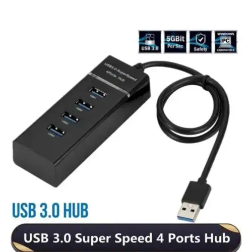 Hub Usb Adaptateur Alimenté 4 Ports Usb (3.0) À Haute Vitesse 5gbps Superspeed
