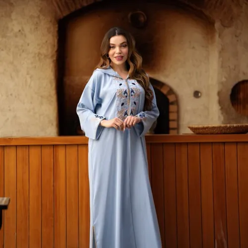 Djellaba Makhzaniya Avec Broderie En Skalli