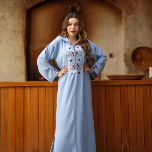 Djellaba Makhzaniya Avec Broderie En Skalli