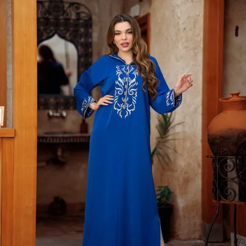 Djellaba Makhzaniya Avec Broderie En Skalli