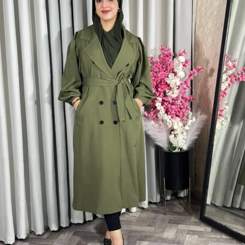 Trench-coat Oversize En Vert Kaki