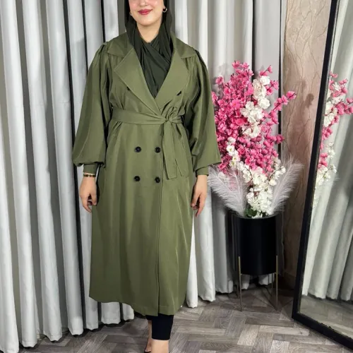 Trench-coat Oversize En Vert Kaki
