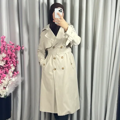 Trench-coat Long En Beige Clair