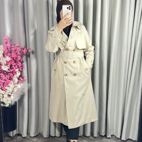 Trench-coat Long En Beige Clair