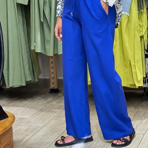 Pantalon En Lin Bleu