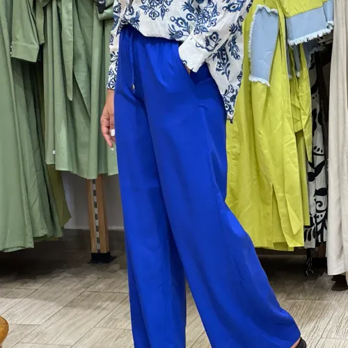 Pantalon En Lin Bleu