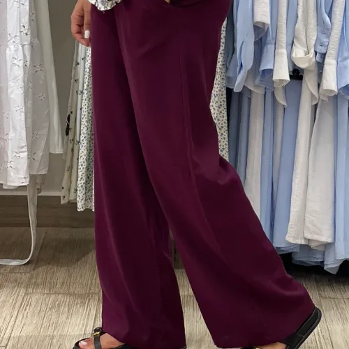 Pantalon En Lin Bordeaux