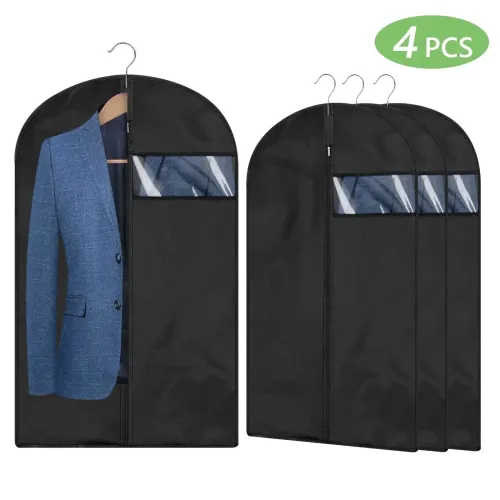 Lot De 4 Housses À Vêtements Suspendues - Protège Costumes Avec Fenêtre Transparente