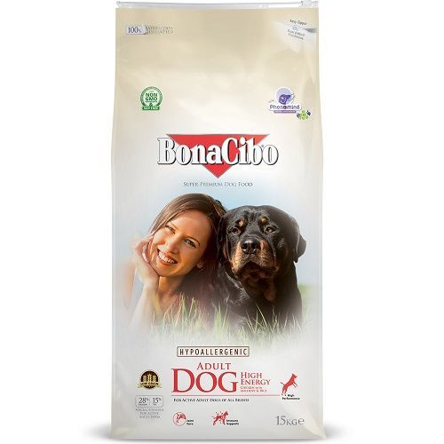 Bonacibo Formule High Energy Croquettes Low Grain Et Hypoallergeniques Pour Chiens Adultes (au Poulet) 15kg