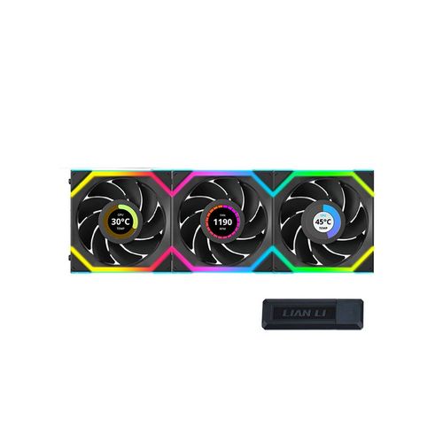 Uni Fan Sl Wireless Lcd 120 Noir - Pack De 3