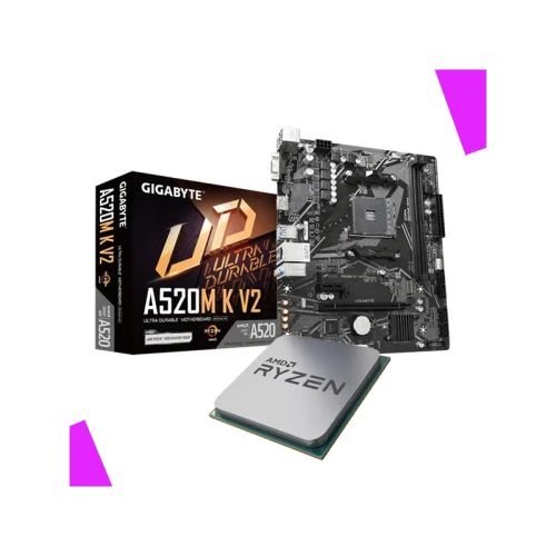 Ryzen 5 3400g (3.7 Ghz / 4.2 Ghz) Tray + Gigabyte A520m K V2