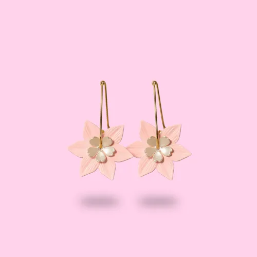 Boucles Doubles Fleurs Rosé