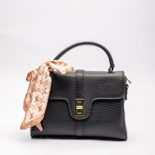 Sac à main structuré avec foulard géométrique chic