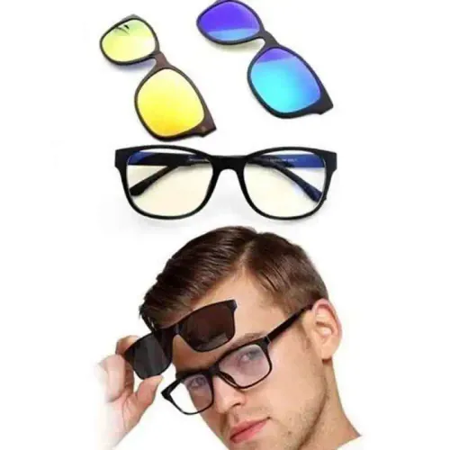 3 En 1 - Lunettes Soleil + Lunettes Nuit + Cadre Lunettes