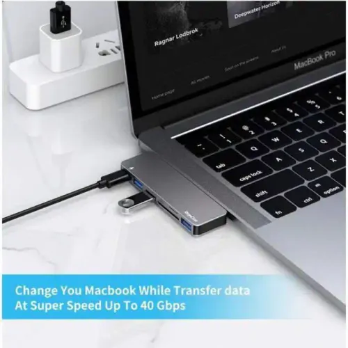 Hub Usb 6 En 1 - Générique - Adaptateur Type C - Sortie Hd 4k - Usb 3.0 - Compatible Macbook