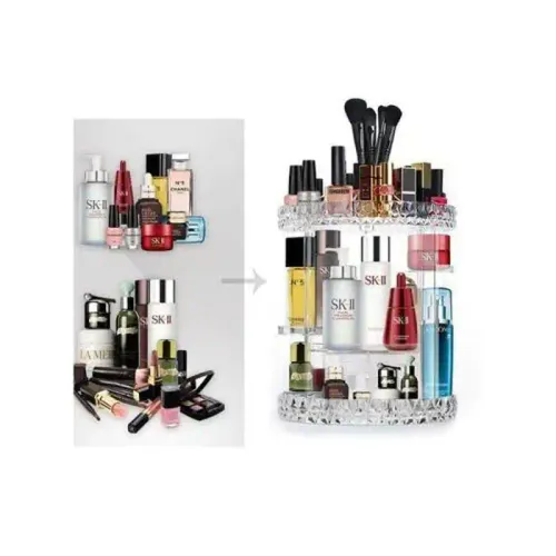 Organisateur De Cosmétiques - Transparent - Rotatif 360° - Grande Capacité - Pratique - Compartiments Multiples