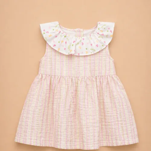 Robe Bébé Fille À Rayures Pastel – Douceur & Charme Délicat