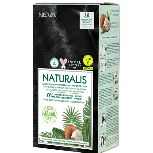 Naturalis Hair Color Cream Set-3.0 Intense Dark Brown Végan