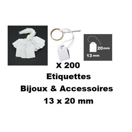 200 Étiquettes Bijoux Carton Avec Fil D’attache 13x20 Mm Accessoires