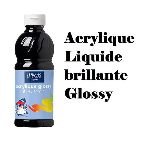 Peinture Acrylique Liquide Brillante 500 Ml Noir Effet Vernis Haute Brillance