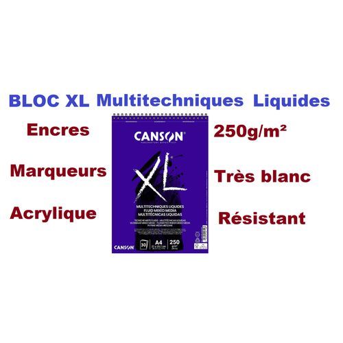 Bloc Xl Fluid Mixed Media 30 Feuilles A4 - Blanc 