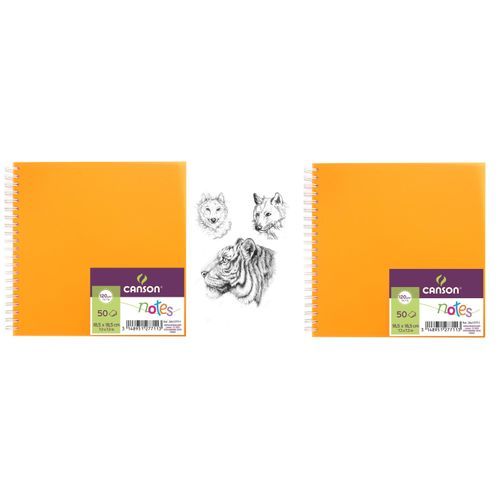 2 Carnets Dessin Croquis Spirale 18,5x18,5 Cm,50 Feuilles Extra Blanc 120g/m2