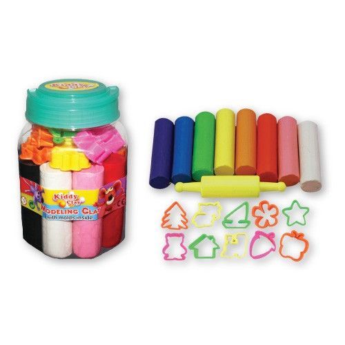 Ensemble Pâte À Modeler + Moules + Rouleau + Boîte En Plastique