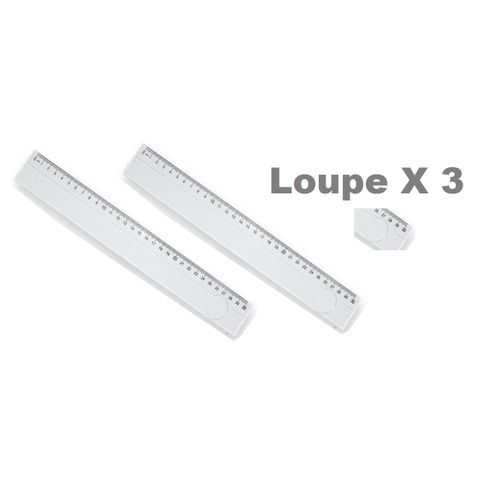 Set 2 Règles Plates 30 Cm Avec Loupe X3, Plastique, Transparente, Solide, Pratique