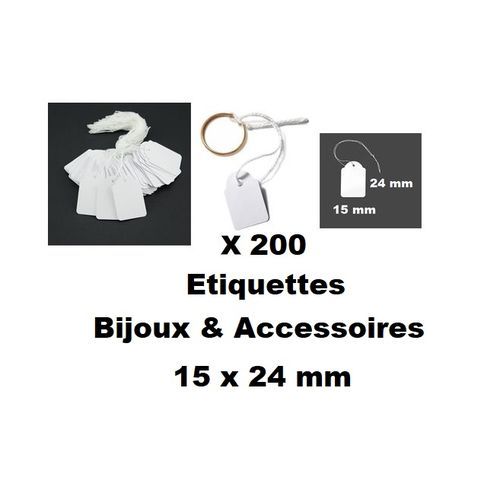 200 Étiquettes Pour Bijoux & Accessoires, En Carton Avec Fil D'attache,15 X 24mm