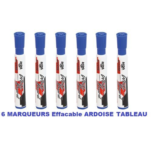 Lot De 6 Marqueurs Effaçables Bleus Tableau Blanc Ardoise