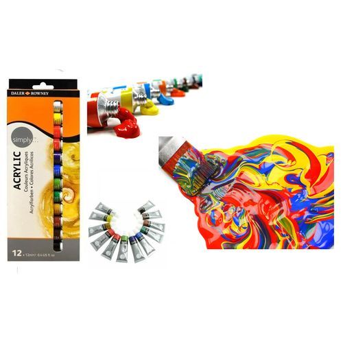 Boîte De 12 Tubes Peinture Acrylique 12 Ml Couleurs Assorties Simply Acrylic